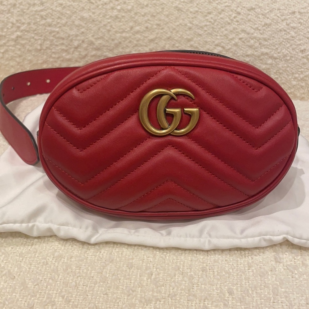 GG Marmont matelassé leather belt bag in size 85